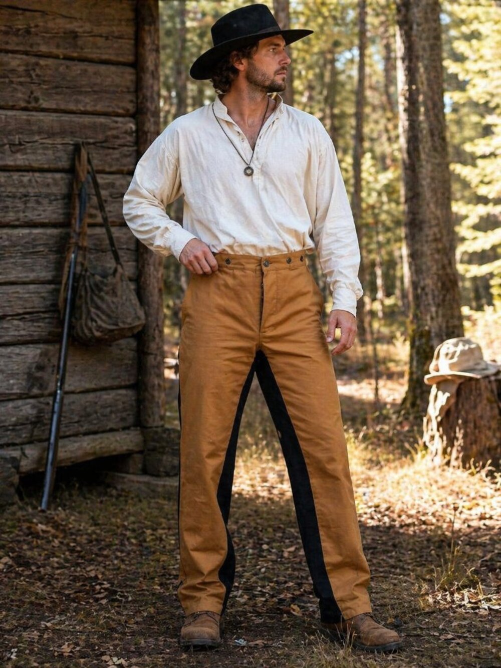 VTG Frontier Classics Men's Black and Tan Reenactment Rendezvous Pants 38 / 40